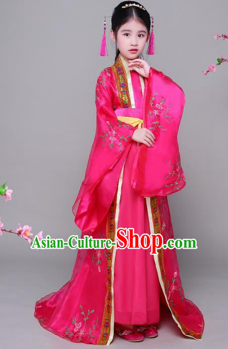 Traditional Chinese Ancient Children Imperial Consort Hanfu Dress Clothing, China Tang Dynasty Palace Lady Costume for Kids