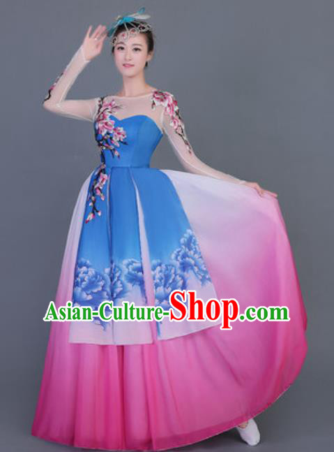 Chinese Traditional Folk Dance Costume Classical Dance Umbrella Dance Dress for Women