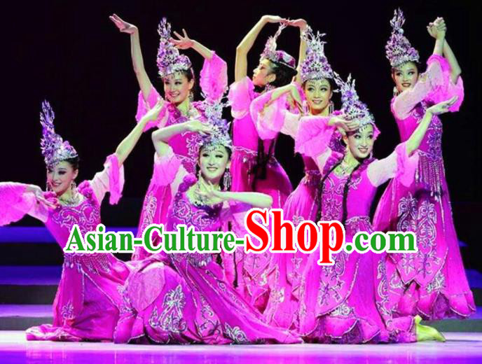 Chinese Traditional Uyghur Nationality Costume Uigurian Folk Dance Ethnic Clothing for Women