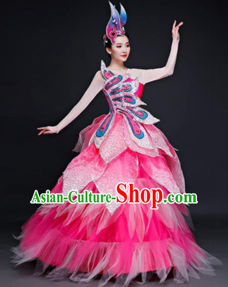 Professional Opening Dance Costume Modern Dance Stage Performance Pink Dress for Women