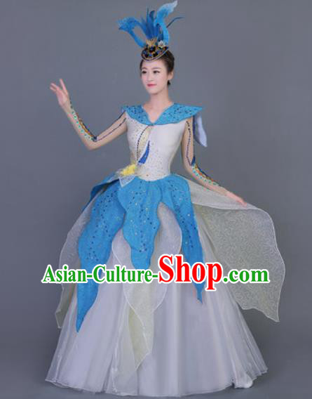 Professional Opening Dance Costume Modern Dance Stage Performance White Dress for Women