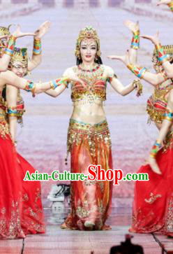 Chinese Traditional Belly Dance Costume Folk Dance Ethnic Clothing for Women