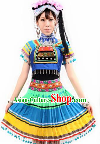 Chinese Traditional Yi Nationality Costume Folk Dance Ethnic Clothing for Women