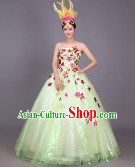 Professional Modern Dance Green Dress Opening Dance Stage Performance Chorus Costume for Women