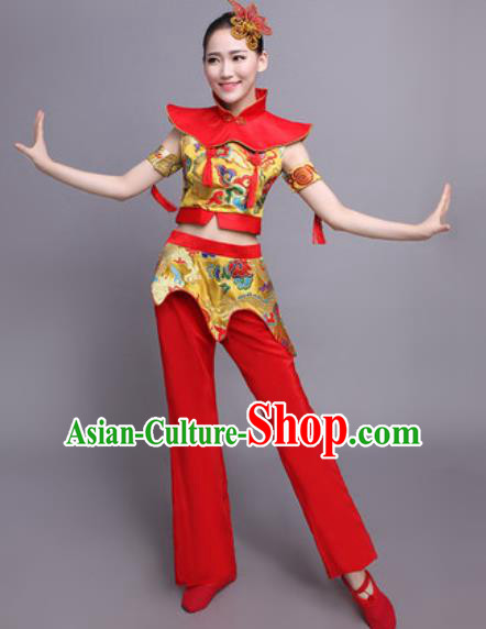 Chinese Traditional Classical Dance Yangko Costume Drum Dance Folk Dance Dress for Women