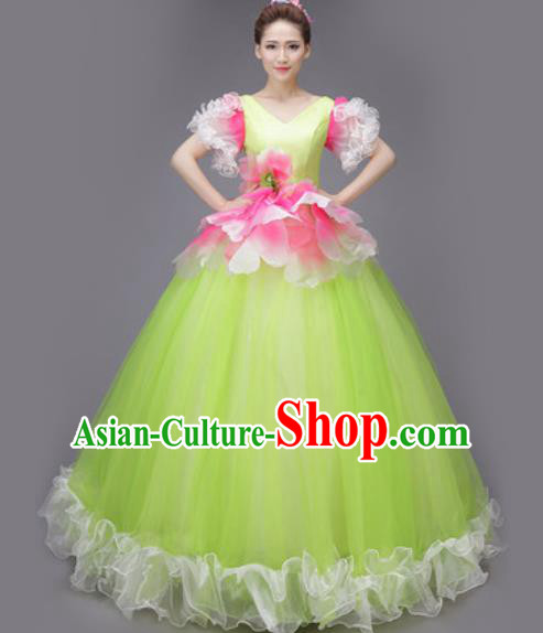 Professional Modern Dance Chorus Green Dress Opening Dance Stage Performance Costume for Women