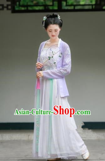 Chinese Traditional Song Dynasty Purple Costumes Ancient Maidenform Hanfu Dress for Women