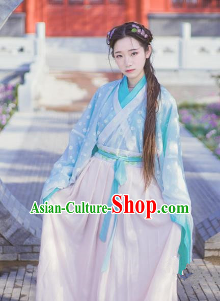 Chinese Traditional Ancient Costumes Jin Dynasty Palace Lady Hanfu Dress for Women