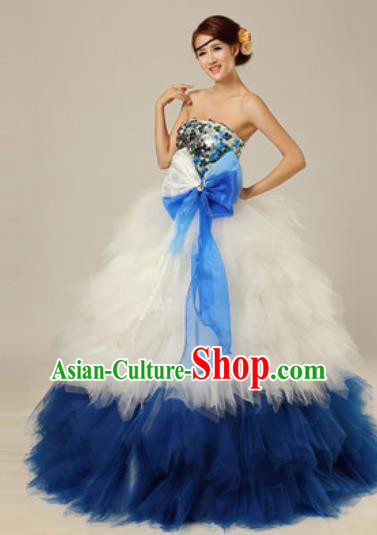 Top Grade Modern Dance Compere Costume Ballroom Waltz Stage Performance Chorus Dress for Women