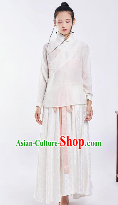 Chinese National Costume Traditional Silk Tang Suit Blouse and Skirt for Women