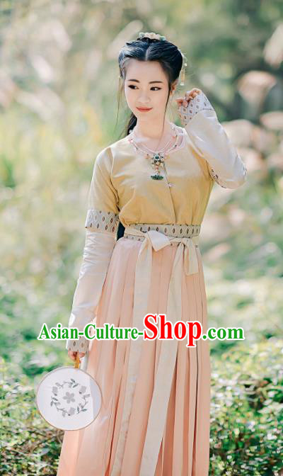 Chinese Traditional Tang Dynasty Young Lady Replica Costumes Ancient Maidenform Hanfu Dress for Women