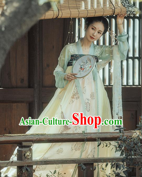 Chinese Ancient Apsara Embroidered Costumes Traditional Tang Dynasty Imperial Consort Hanfu Dress for Women