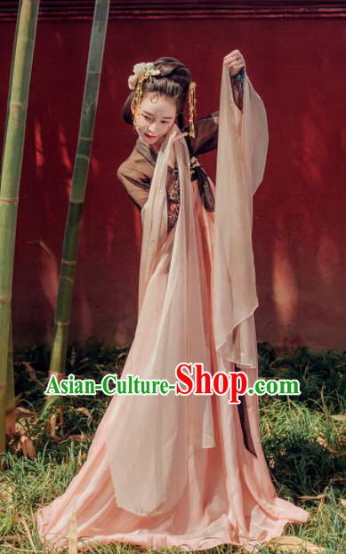 Chinese Ancient Flying Apsara Embroidered Costumes Tang Dynasty Imperial Concubine Hanfu Dress for Women