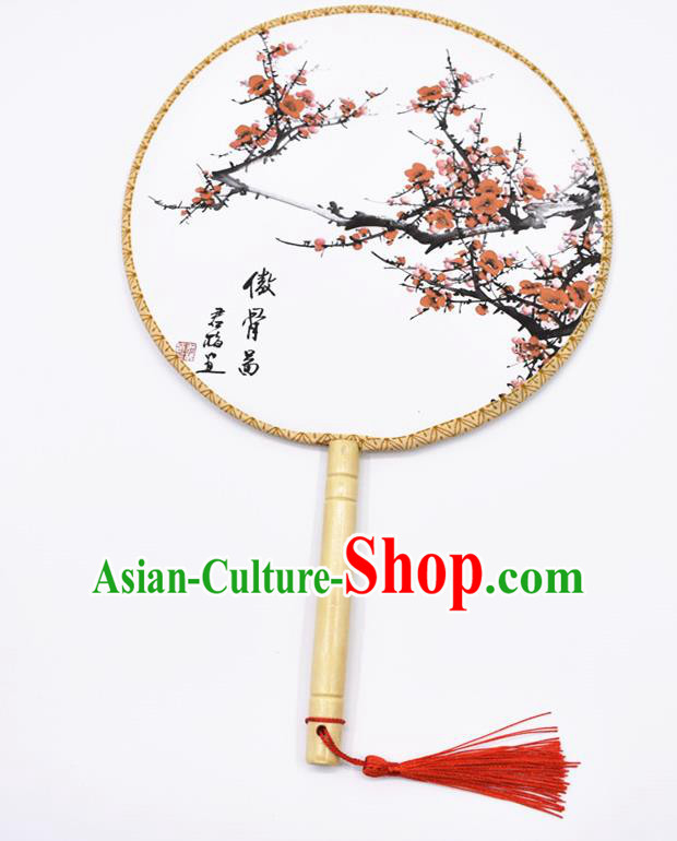 Chinese Ancient Palace Fans Handmade Hanfu Printing Round Fans for Women