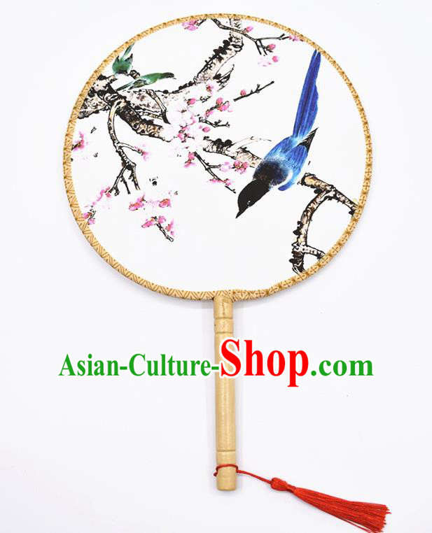 Chinese Ancient Palace Fans Handmade Traditional Printing Silk Round Fans for Women