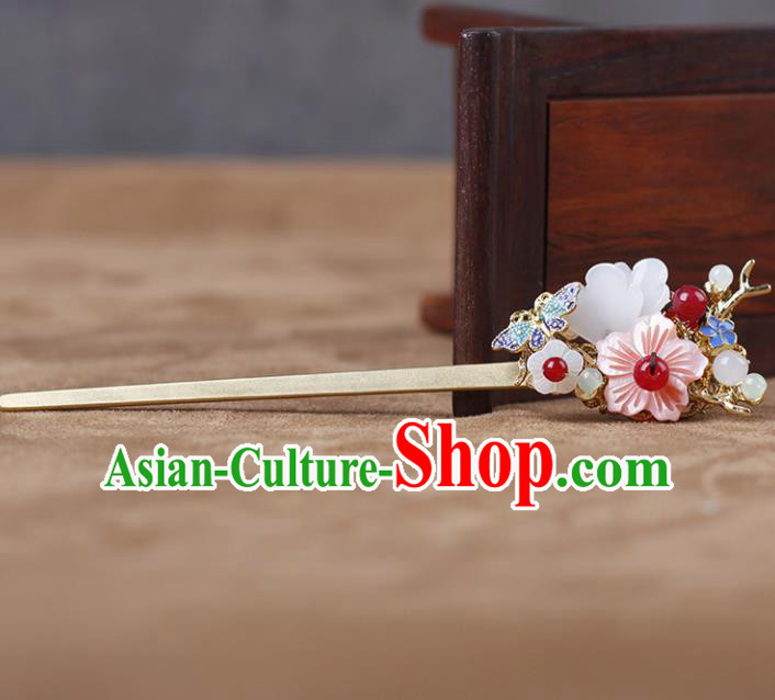 Chinese Ancient Hanfu Hair Accessories Traditional Cloisonne Butterfly Flowers Hairpins for Women
