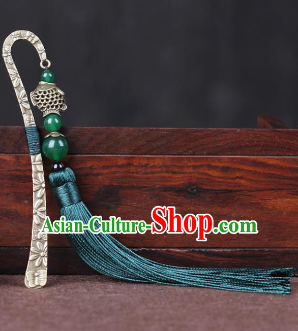 Chinese Ancient Accessories Traditional Green Tassel Bookmark