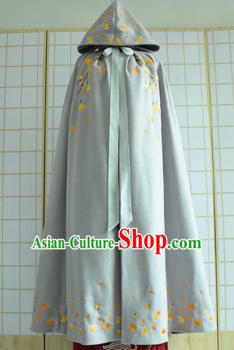 Chinese Ancient Embroidered Costumes Ming Dynasty Princess Hanfu Blue Cloak for Women