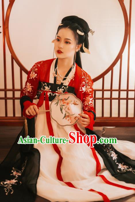 Chinese Ancient Fairy Embroidered Costumes Tang Dynasty Princess Hanfu Dress for Women