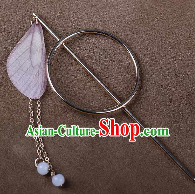 Chinese Ancient Hanfu Hair Accessories Traditional Swordswoman Purple Butterfly Wing Hairpins for Women