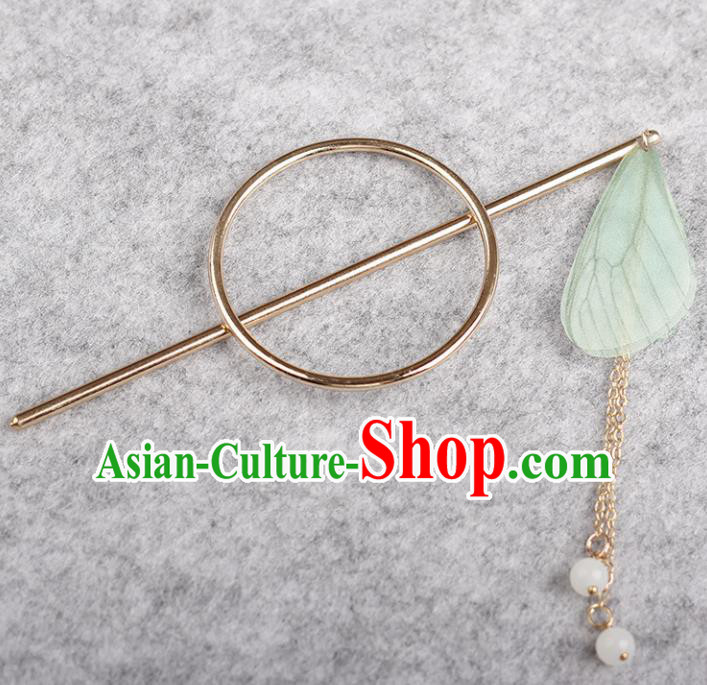 Chinese Ancient Hanfu Hair Accessories Traditional Swordswoman Green Butterfly Wing Hairpins for Women