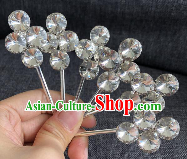 Chinese Traditional Peking Opera Diva Hair Accessories Ancient Princess Red Crystal Hairpins for Women