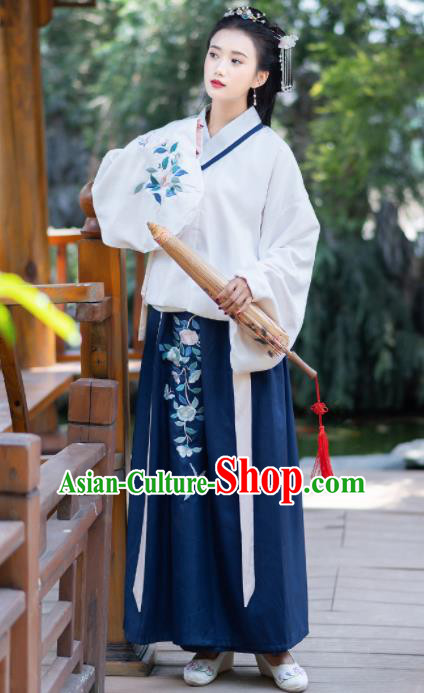 Chinese Ancient Ming Dynasty Costumes Embroidered Hanfu Dress for Women