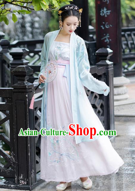 Chinese Tang Dynasty Costumes Ancient Princess Embroidered Hanfu Dress for Women