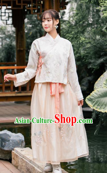 Chinese Ancient Ming Dynasty Nobility Lady Embroidered Costumes Hanfu Dress for Rich