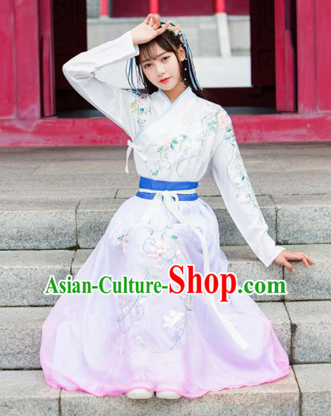 Ancient Chinese Ming Dynasty Princess Costumes Swordswoman Embroidered Hanfu Dress for Women