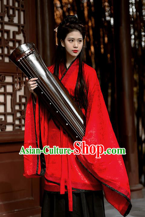 Chinese Ancient Zhou Dynasty Princess Red Hanfu Dress Fairy Wedding Costumes for Women