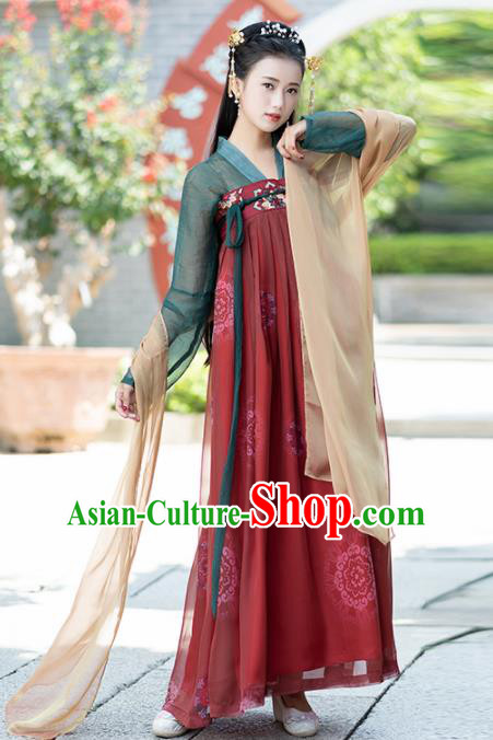 Ancient Chinese Tang Dynasty Historical Costumes Palace Princess Hanfu Dress for Women