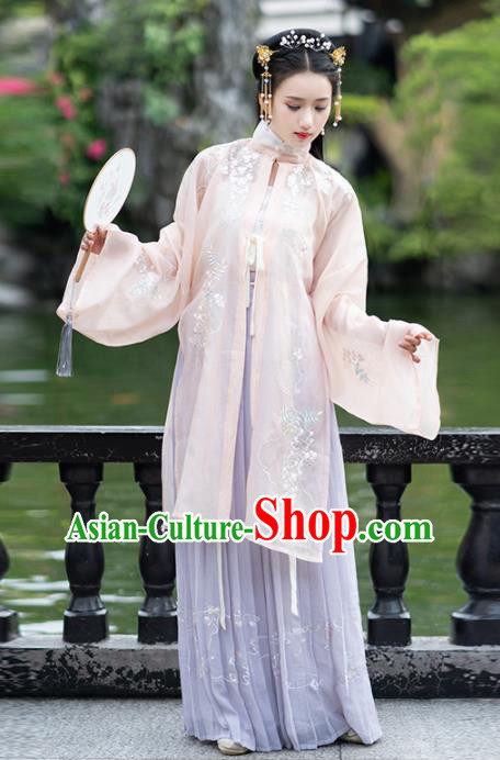 Ancient Chinese Ming Dynasty Historical Costumes Palace Lady Hanfu Dress for Women