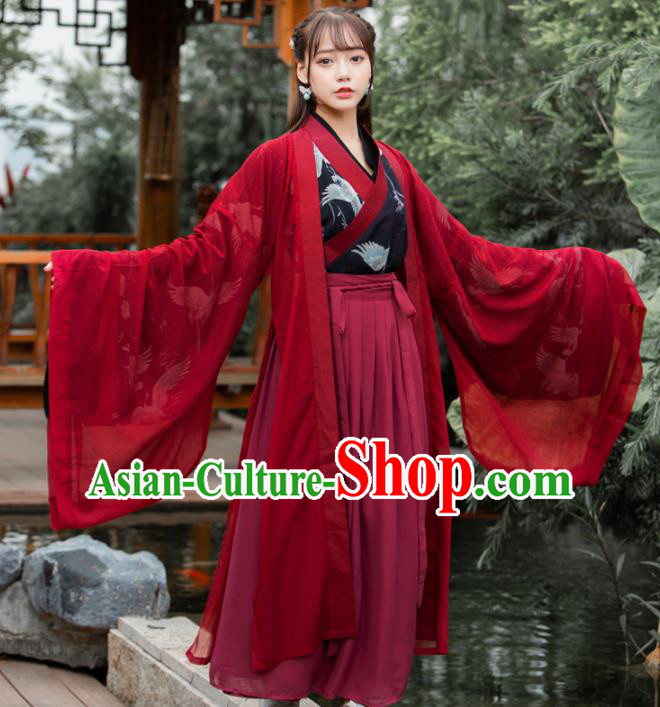 Ancient Chinese Jin Dynasty Historical Costumes Palace Lady Hanfu Dress for Women