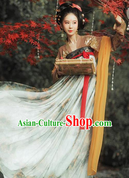 Chinese Traditional Tang Dynasty Imperial Concubine Historical Costumes Ancient Peri Hanfu Dress for Women