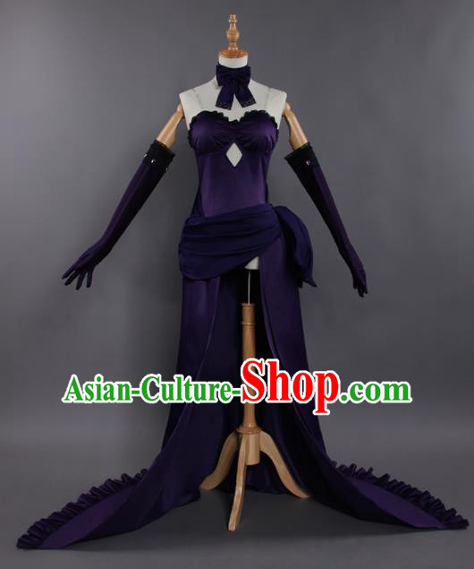 Chinese Traditional Cosplay Female Knight Costumes Ancient Swordswoman Purple Dress for Women