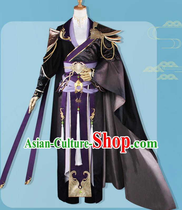 Chinese Traditional Cosplay Assassin Swordsman Black Costumes Ancient Nobility Childe Clothing for Men