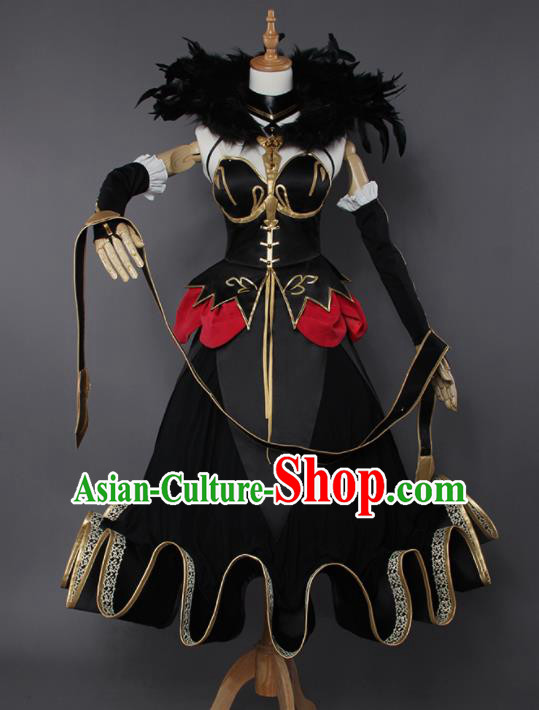 Chinese Traditional Cosplay Swordsman Costumes Ancient Black Dress for Women