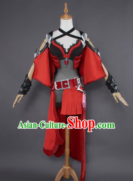 Chinese Traditional Cosplay Knight Costumes Ancient Swordswoman Red Clothing for Women
