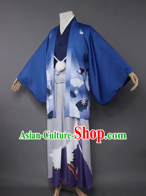 Japanese Traditional Cosplay Knight Costumes Ancient Swordsman Kimono Clothing for Men