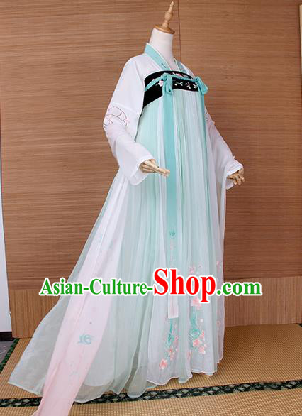 Top Grade Chinese Cosplay Princess Costumes Ancient Tang Dynasty Palace Lady Green Dress for Women
