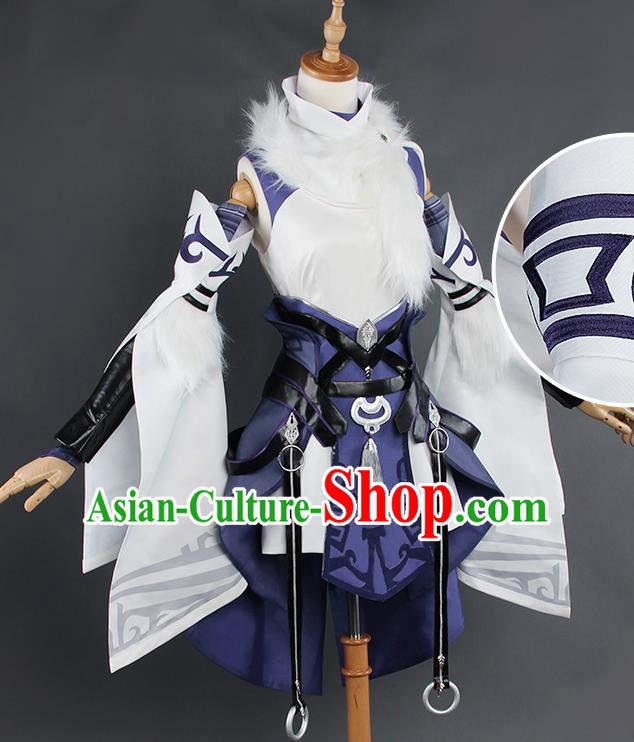 Top Grade Chinese Cosplay Costumes Ancient Swordswoman Purple Dress for Women