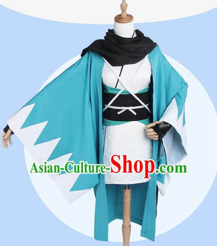 Chinese Traditional Cosplay Costumes Ancient Swordsman Blue Clothing for Men