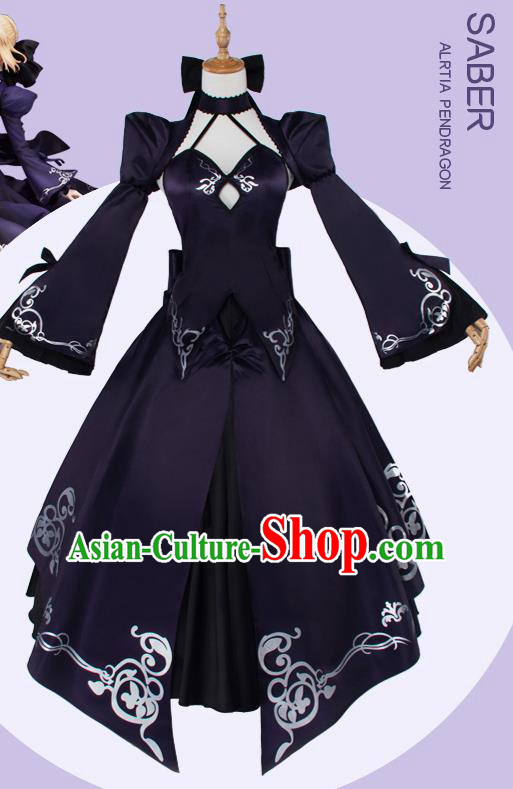 Top Grade Cosplay Queen Costumes Halloween Purple Dress for Women