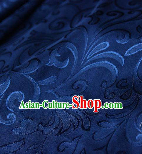 Asian Chinese Traditional Pattern Fabric Navy Brocade Silk Fabric Drapery Material