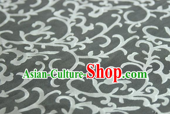 Asian Chinese Traditional Pattern Fabric Ancient Hanfu Jacquard Weave Grey Brocade Silk Fabric Drapery Material