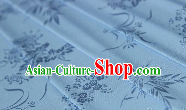 Asian Chinese Traditional Pattern Light Blue Silk Fabric Ancient Hanfu Jacquard Brocade Fabric Drapery Material