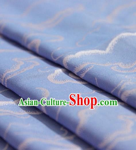 Asian Chinese Traditional Pattern Sky Blue Silk Fabric Ancient Hanfu Brocade Fabric Drapery Material