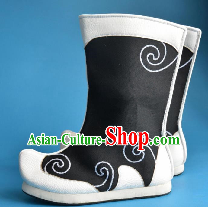 Chinese Traditional Beijing Opera Takefu Shoes Ancient Swordsman Black Boots for Men