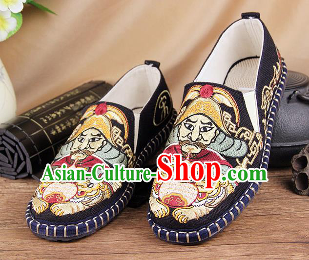 Chinese National Shoes Traditional Cloth Shoes Embroidery Black Shoes for Men